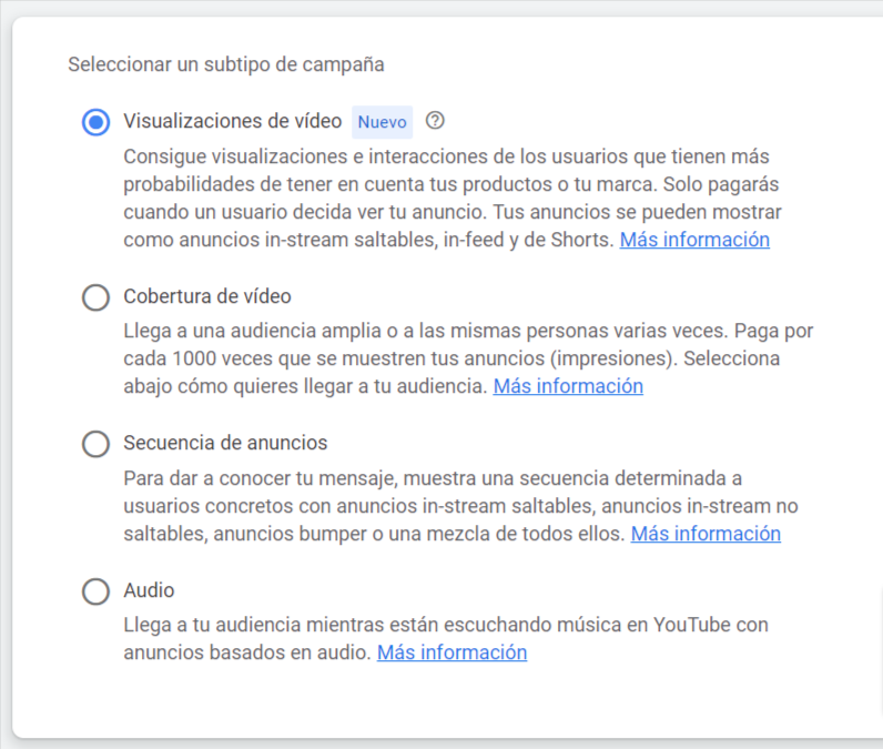 campañas de visualización de vídeo