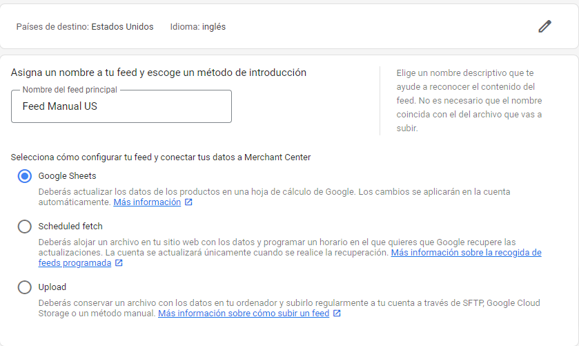 crear variaciones de productos para shopping