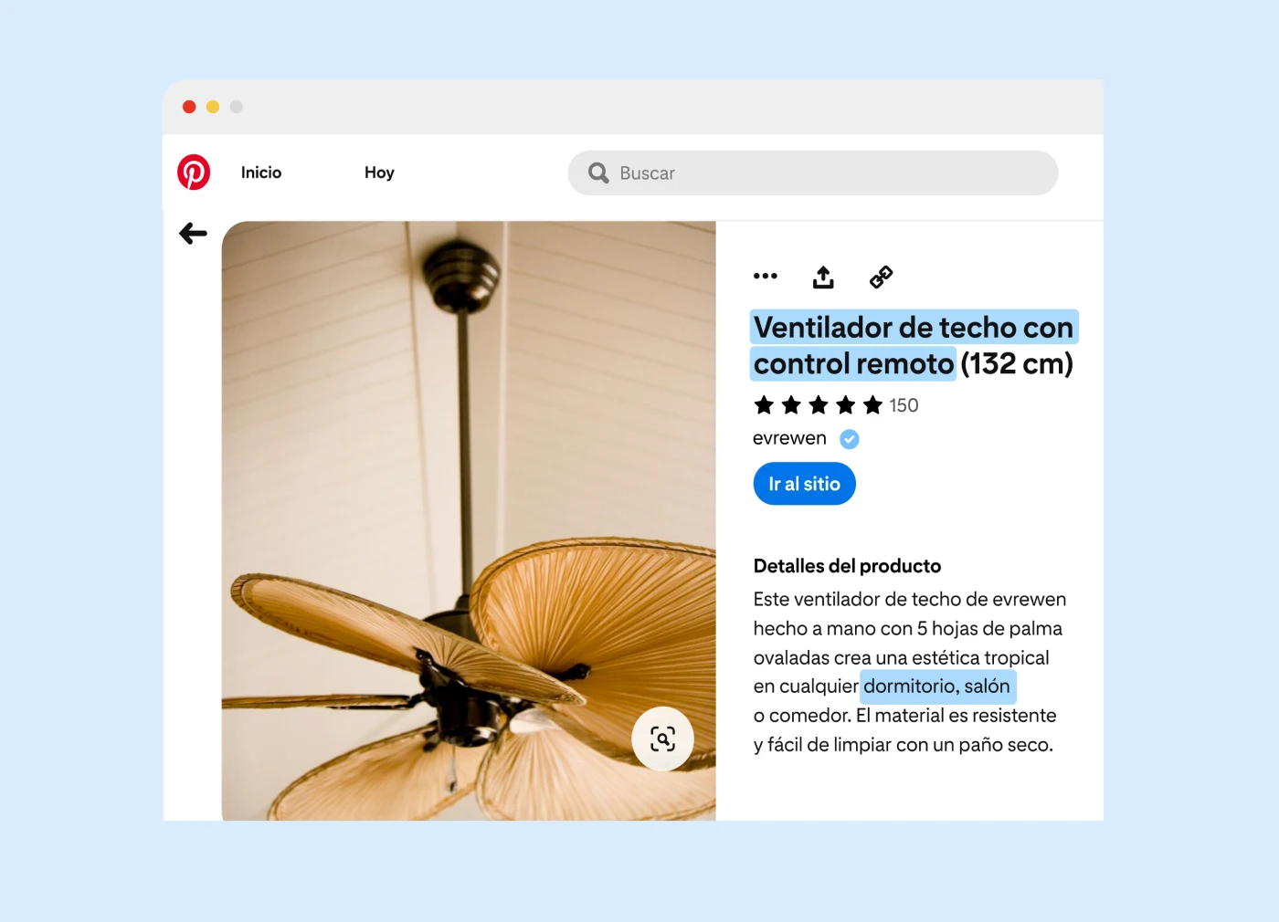 feed de productos en Pinterest