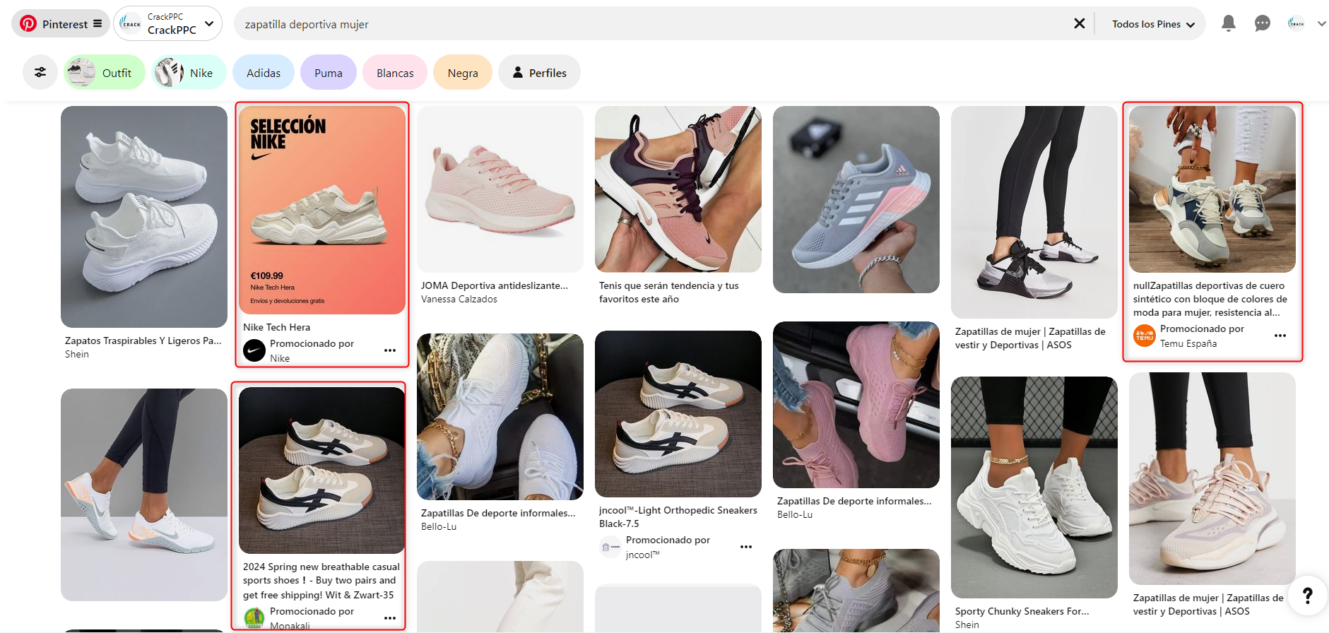 feed de productos en Pinterest