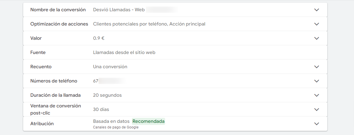 conversiones de llamada en google ads