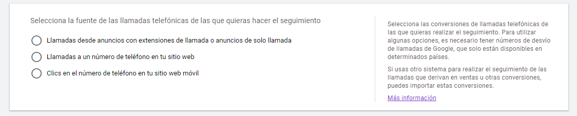 conversiones de llamada en google ads