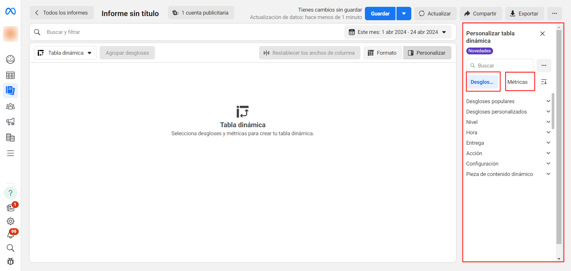 informes de anuncios en meta