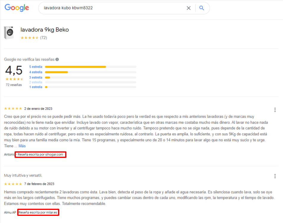 reseñas de productos
