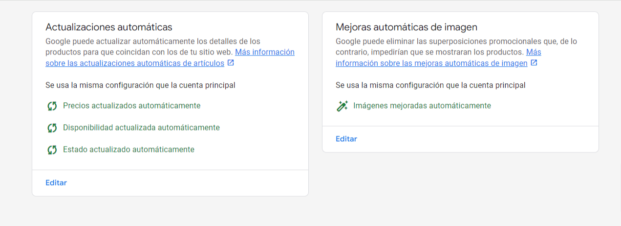 mejoras automáticas en merchant