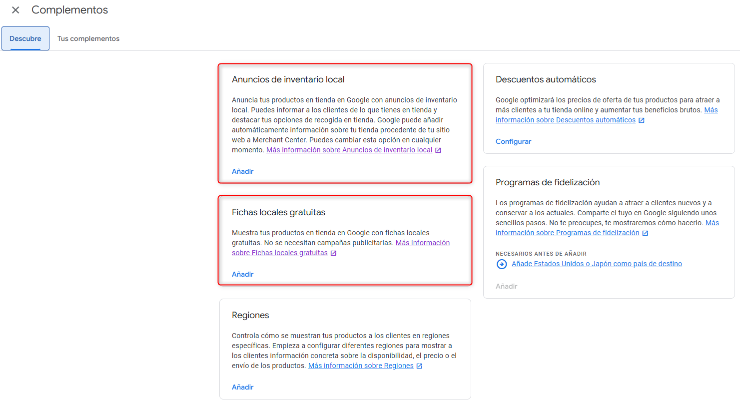 anuncios de inventario local en Google Ads