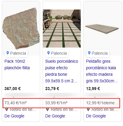 unit pricing measure en google merchant center
