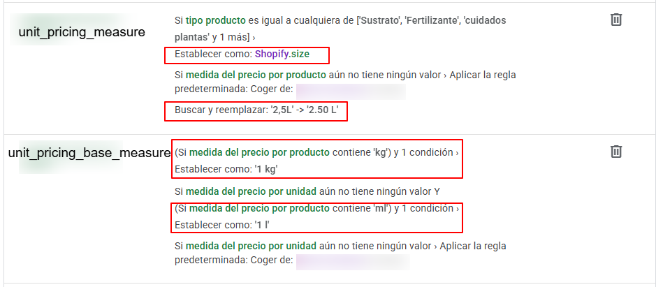 unit pricing measure en google merchant center